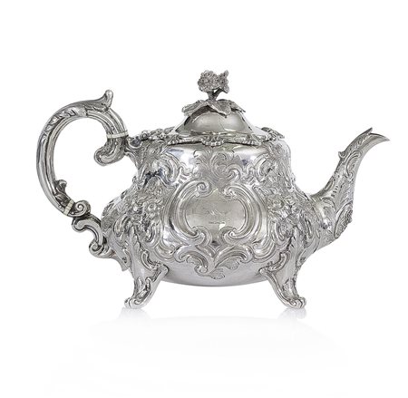 ARGENTI D'EPOCA TEIERA IN ARGENTO, LONDRA, 1860, globulare schiacciata su...