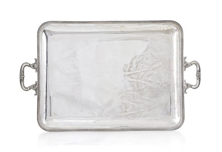 ARGENTI RECENTI VASSOIO IN STILE IMPERO IN ARGENTO, XX SECOLO, rettangolare a...