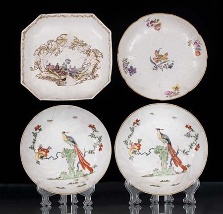 MEISSEN PIATTO IN PORCELLANA, MEISSEN, 1740 CA., ottagonale con decoro...
