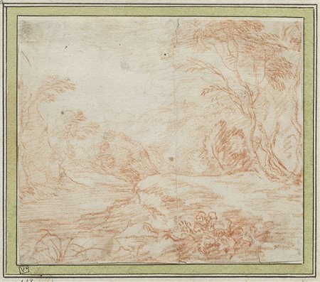 D'ARTHOIS JACQUES Bruxelles 1613 - 1686Paesaggio, (1678/82) Sanguigna su...