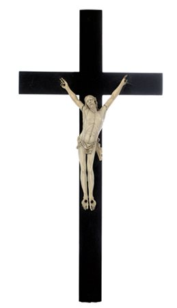 AVORIO EUROPEO CROCEFISSO IN AVORIO, XVIII SECOLO, su croce in legno...