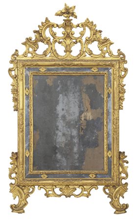 MOBILE DEL XVIII SECOLO SPECCHIERA IN LEGNO SCOLPITO E DORATO, PIEMONTE,...