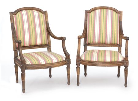 MOBILE DEL XVIII SECOLO COPPIA DI POLTRONE LUIGI XVI IN NOCE, PIEMONTE, XVIII...