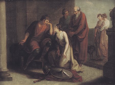 STOTHARD THOMAS 1755 - 1834Venere consegna le armi ad EneaOlio su tela, cm...