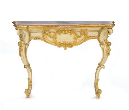 MOBILE DEL XVIII SECOLO CONSOLE IN LEGNO SCOLPITO E DIPINTO, PIEMONTE, XVIII...