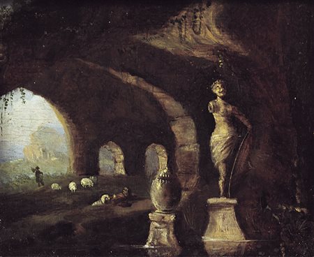 CUYLENBORCH VAN ABRAHAM 1610 - 1658(attribuito a) Interno di un rudere con...