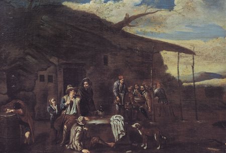 MIEL JAN Anversa 1599 - Torino 1663(cerchia di)Paesaggio con figure di...