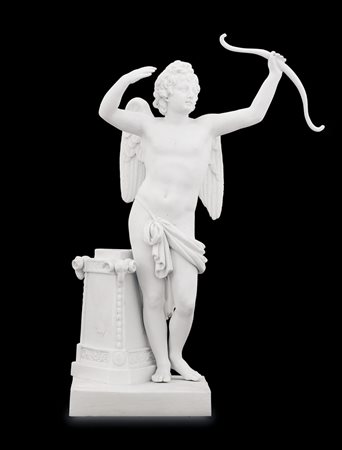 MEISSEN FIGURA IN BISCUIT, MEISSEN, INIZIO XIX SECOLO, raffigurante Amore con...