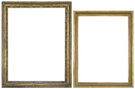 MOBILE DEL XVIII SECOLO DUE CORNICI IN LEGNO SCOLPITO E DORATO, XVIII SECOLO,...