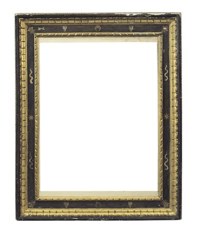 MOBILE DEL XVIII SECOLO CORNICE IN LEGNO SCOLPITO, DIPINTO E DORATO, XVIII...