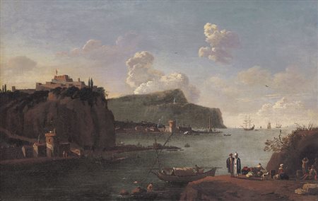 JOLI ANTONIO Modena 1700 - Napoli 1777(attribuito a)Paesaggio portuale con...