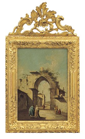 GUARDI GIACOMO 1764 - 1835(attribuito a)Capriccio con arco classico in rovina...