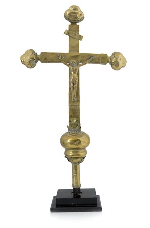 OGGETTISTICA VARIA GRANDE CROCE DA PROCESSIONE CON CRISTO IN METALLO,...