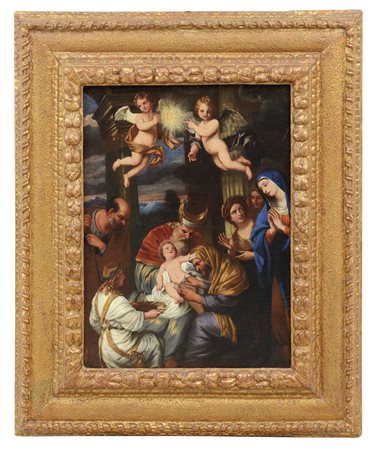 PITTORE DEL XVII SECOLO La Circoncisione con il trionfo del Nome di GesùOlio...