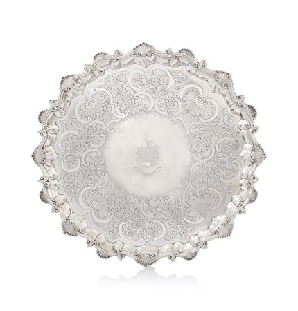 ARGENTI D'EPOCA GRANDE SALVER GIORGIO IV, LONDRA, 1825, ARGENTIERE W.BATEMAN,...