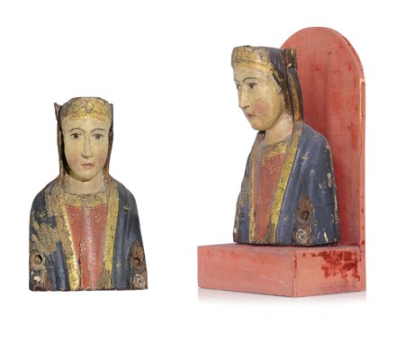 SCULTORE DEL XIII SECOLO Busto della VergineScultura lignea policroma, alt.cm...