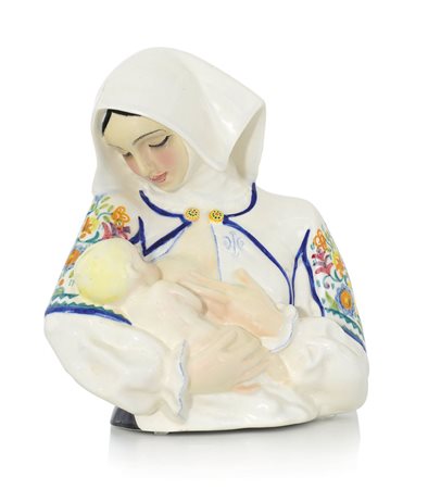 ESSEVI "MAMMA AMOROSA" IN CERAMICA, ESSEVI, ANNI '40, decoro policromo.Alt....