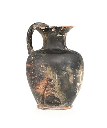 ARCHEOLOGIA OINOCHOE IN TERRACOTTA VERNICIATA, IV SECOLO A.C., ovoidale con...