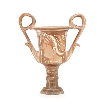 ARCHEOLOGIA KANTHAROS APULO IN TERRACOTTA VERNICIATA A FIGURE ROSSE, MAGNA...