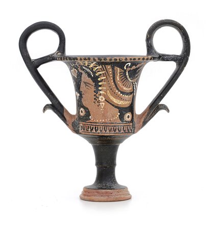 ARCHEOLOGIA KANTHAROS APULO IN TERRACOTTA VERNICIATA A FIGURE ROSSE, MAGNA...