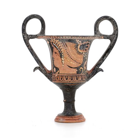 ARCHEOLOGIA KANTHAROS APULO IN TERRACOTTA VERNICIATA A FIGURE ROSSE, MAGNA...