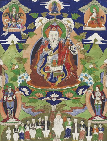 ARTE ORIENTALE THANGKA DIPINTA SU TELA, CINA, XIX SECOLO, raffigurante...