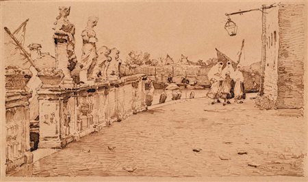 Luigi Nono (Fusina 1850 - Venezia 1918) Studio a Chioggia 1882 firmato e...