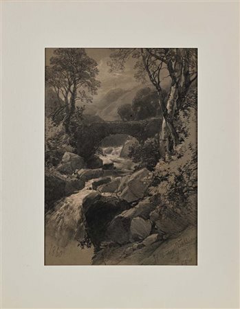 Massimo d'Azeglio (Torino 1798 - Torino 1866) Ponticello presso un torrente...