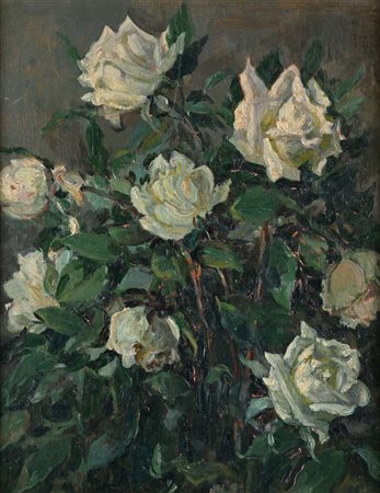 Antonio Discovolo (Bologna 1874 - Bonassola 1956) Rose bianche firmato sul...