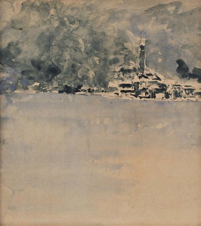 Luigi Conconi (Milano 1852 - Milano 1917) Paese sul lago Sul retro vecchio...