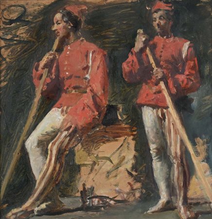 Tranquillo Cremona (Pavia 1837 - Milano 1878) ‘Gondolieri a Venezia’ Sul...