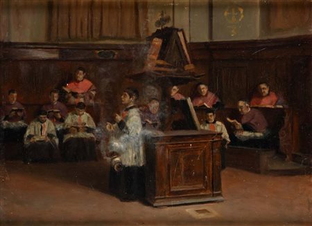 Scuola italiana seconda metà del XIX secolo () Chirichetti in chiesa olio su...