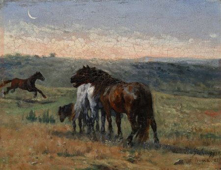 Giuseppe Raggio (Chiavari 1823 - Roma 1916) Amor materno 1881 firmato e...