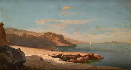 Andrea Cherubini (Roma 1833 - Capri 1905) Veduta costiera con l’isola di...