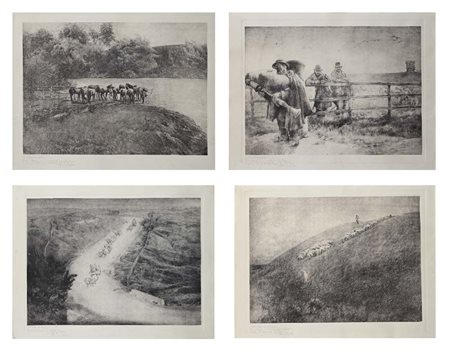 Giulio Aristide Sartorio (Roma 1860 - Roma 1932) Quattro vedute della...