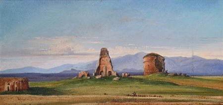 Jean Achille Benouville (Parigi 1815 - Parigi 1891) Rovine nella Campagna...