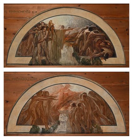 Antonino Calcagnadoro (Rieti 1876 - Roma 1935) Coppia di dipinti a)La...