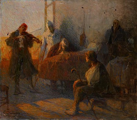 Antonino Calcagnadoro (Rieti 1876 - Roma 1935) La Veglia 1917 firmato e...