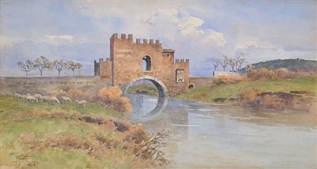 Filippo Anivitti (Roma 1876 - Roma 1955) Roma, Il ponte Nomentano 1939...