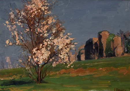 Luigi Petrassi (Zagarolo 1868 - Roma 1948) Roma, Ciliegio in fiore presso le...