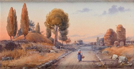 Gaetano Facciola (1868 - 1949) Roma, popolana sulla via appia antica firmato...