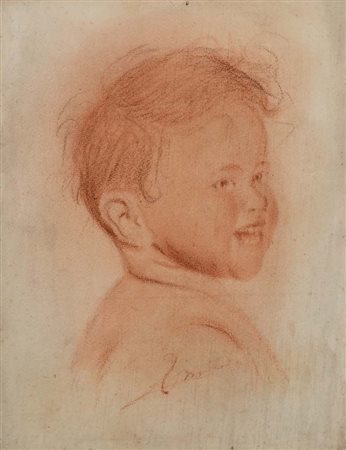 Scuola italiana inizi del XX secolo () Ritratto di bimbo sanguigna su...