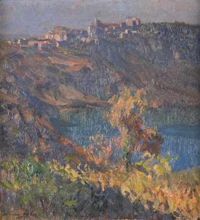 Arturo Noci (Roma 1874 - New York 1953) 'Genzano e lago di Nemi' Firmato in...