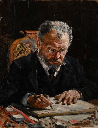 Scuola europea della fine del XIX secolo (0 - 0) Ritratto d'uomo che scrive...