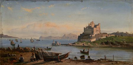 Salvatore Candido (Napoli 1798 - Napoli 1869) Veduta di Baia con il castello...