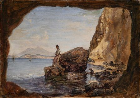 Achille Vianelli (Porto Maurizio 1803 - Benevento 1894) Donna su uno scoglio...