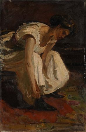 Gaele Covelli (Crotone 1872 - Firenze 1932) Giovane donna in un interno 1908...