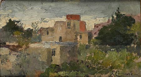 Ettore Cercone (attribuito a) (Messina 1850 - Sorrento 1896) Caseggiati...