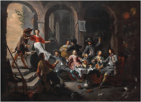 Willem van Herp (1614 ca. - 1677), bottega di
Allegoria dei Cinque Sensi