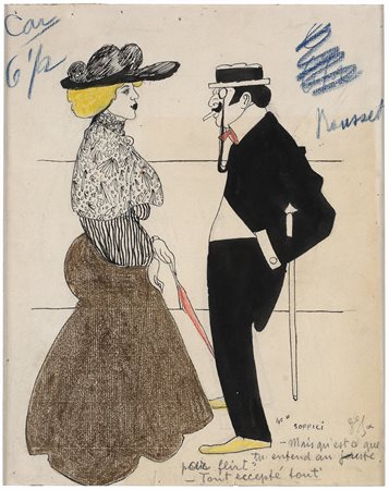 Ardengo Soffici (1879 - 1964), attribuito a
Mais qu’est-ce que tu entends au juste par flirt ? Tout, excepté tout, 1903 circa